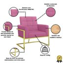 Ver imagem 2 de Poltrona Base de Ferro Dourada para Sala de Luxo Decorativa Tecido Corano