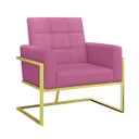 Ver imagem 1 de Poltrona Base de Ferro Dourada para Sala de Luxo Decorativa Tecido Corano