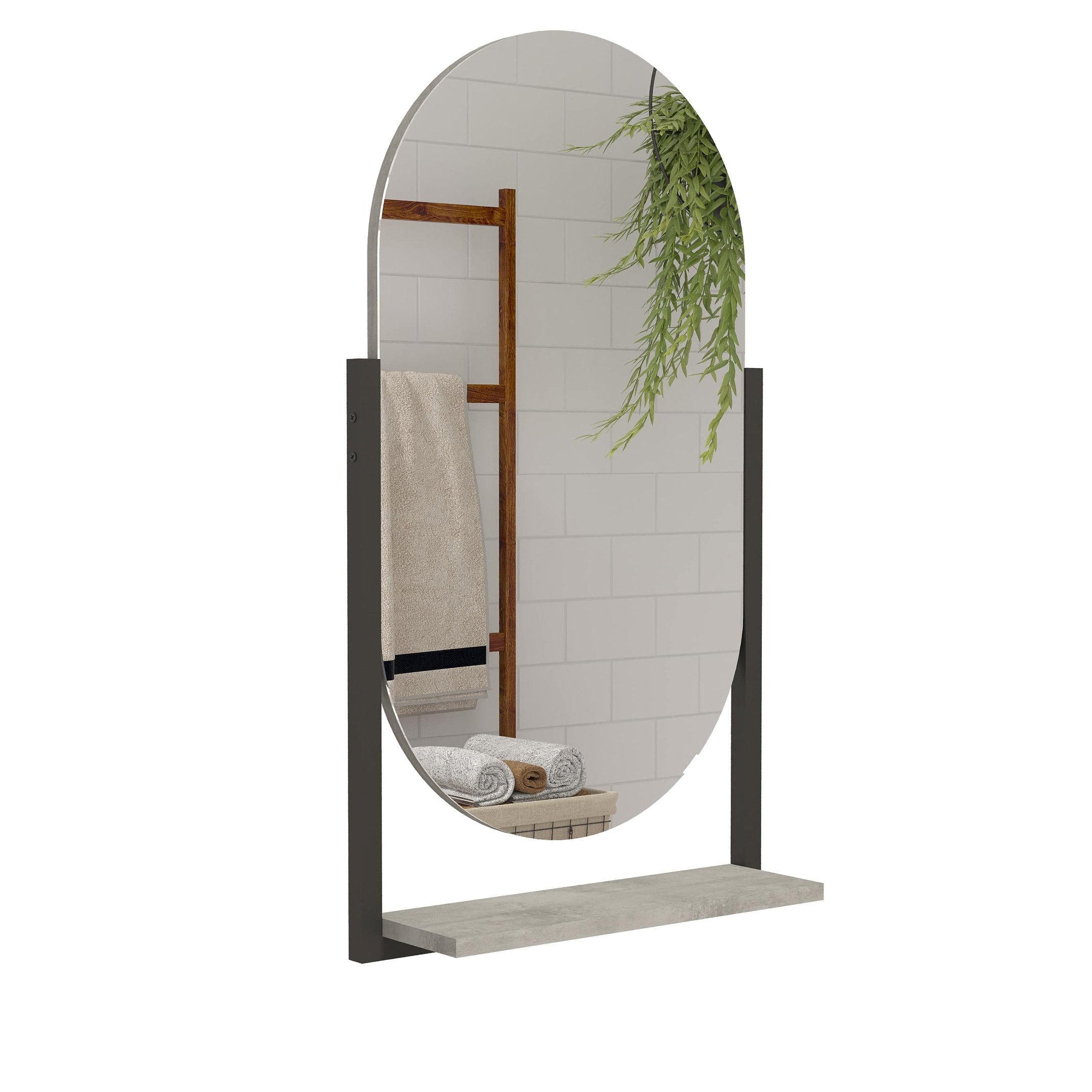 Espelheira Para Banheiro Floripa Com Metalon Cor Cimento
