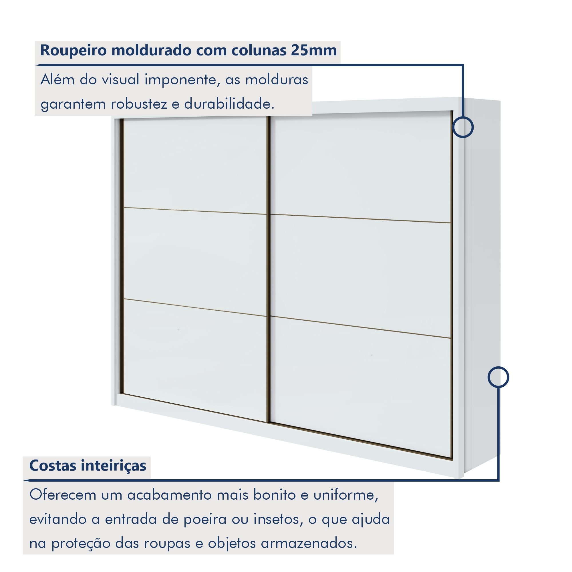 Guarda-roupa Casal 2 Portas de Correr 6 Gavetas Toronto Plus - 3