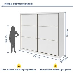 Guarda-roupa Casal 2 Portas de Correr 6 Gavetas Toronto Plus 100% MDF - 4