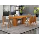 Ver imagem 1 de Conjunto Jantar 6 Cadeiras Maciça 180x90 Iza - Arbo Design- Cinamomo Linho Bege