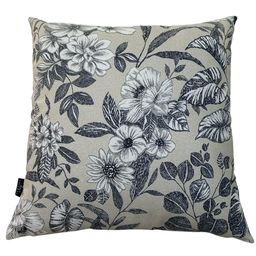Capa de Almofada Impermeável Estampa Digital 100% Algodão Flor Branca Folhas Pretas Área Externa 43c - 3