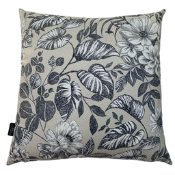 Capa de Almofada Impermeável Estampa Digital 100% Algodão Flor Branca Folhas Pretas Área Externa 43c - 4