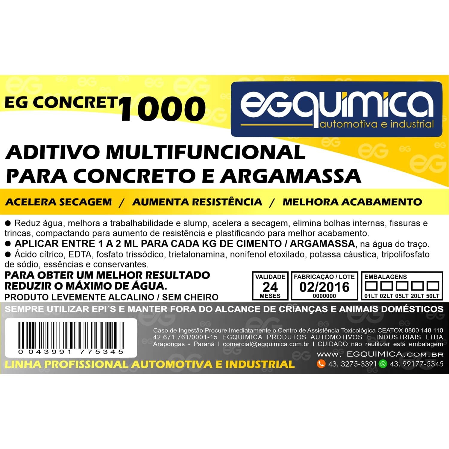 Aditivo Multifuncional Para Cimento e Argamassa Concret 20lt - 3