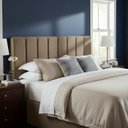 Ver imagem 1 de Cabeceira Estofada Queen Tecido em Veludo Suede Liso 160X60cm Cor Bege - Modelo Vertically