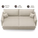 Ver imagem 6 de Sofá Tango 1,80m sem Caixa, Retrátil e Reclinável Veludocristal Areia - Netsofas