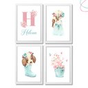 Ver imagem 1 de Quadrinho Decorativo Quarto Menina Aquarela Flor Cachorro:branca