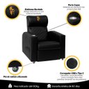 Ver imagem 7 de Poltrona Gamer Sparta com Encosto Reclinável e Carregador Usb:corino Preto/dourado