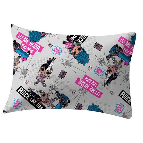 Fronha Portallar Malha Estampada Lol Omg Rock In Roll Cinza