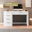 Ver imagem 7 de Mesa Escrivaninha com e Porta Objetos Vita 5 Gavetas 136cm Yescasa Branco