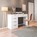 Ver imagem 1 de Mesa Escrivaninha com e Porta Objetos Vita 5 Gavetas 136cm Yescasa Branco