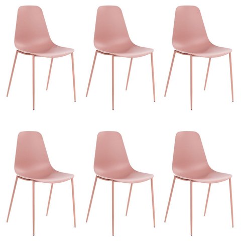 Kit com 6 Cadeiras em Polipropileno Miami Rosa/Rose