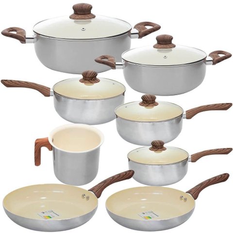 Conjunto de Panelas Antiaderente Cerâmica de Indução New York 8 Peças - Casambiente