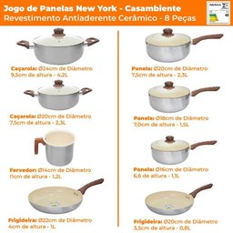 Conjunto de Panelas Antiaderente Cerâmica de Indução New York 8 Peças - Casambiente - 6