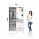 Ver imagem 3 de Guarda-Roupa 02 Portas e 03 Gavetas Pequin Branco/Rosa