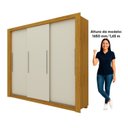 Ver imagem 5 de Guarda-Roupa Casal 100% MDF 3 Portas de Correr 2 Gavetas Naturale/Off White Roma