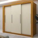 Ver imagem 1 de Guarda-Roupa Casal 100% MDF 3 Portas de Correr 2 Gavetas Naturale/Off White Roma