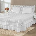 Ver imagem 1 de Kit Cobre Leito Colcha Romance King 5 Peças Micropercal 200 Fios Matelado Costurado Renda - Branco
