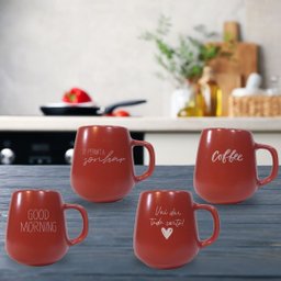 Jogo 4 Caneca Bojuda 260ml Porcelana Fosca para Cappuccino - Vermelha - 7