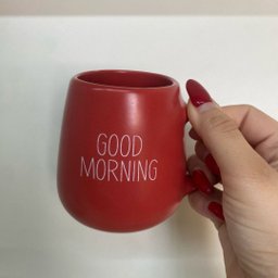 Jogo 4 Caneca Bojuda 260ml Porcelana Fosca para Cappuccino - Vermelha - 3