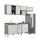 Ver imagem 2 de Cozinha Compacta Modulada 6 Portas 5 Gavetas Domus Espresso Móveis Branco/Silver