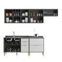 Ver imagem 3 de Cozinha Compacta Modulada 6 Portas 5 Gavetas Domus Espresso Móveis Branco/Silver