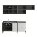 Ver imagem 4 de Cozinha Compacta Modulada 6 Portas 5 Gavetas Domus Espresso Móveis Branco/Silver