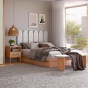 Ver imagem 1 de Conjunto Quarto 2 Mesas de Cabeceira com Cama Base Casal Mdf Freijó Dalla Costa