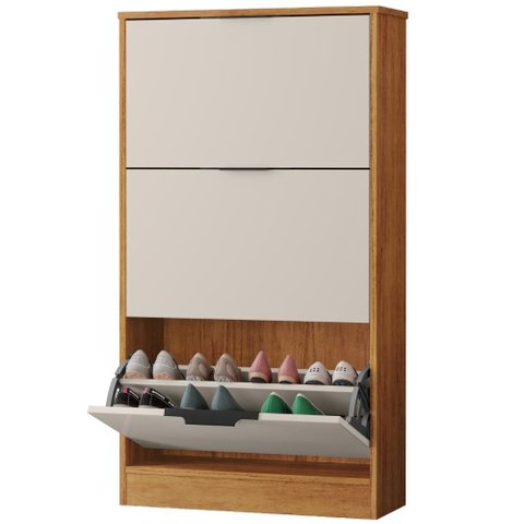 Sapateira Multiuso 3 Gavetas Basculantes 120x65 cm Aurora Cedro Areia Rudk