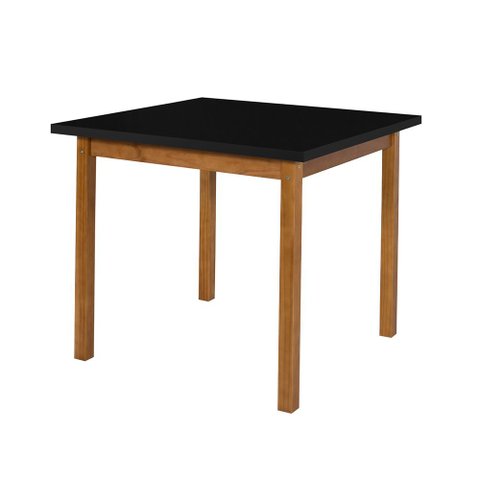 Mesa de Jantar Elisa Base Madeira Maciça Ideal para Apartamento 90x90 Preto