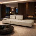 Ver imagem 4 de Sofá 5 Lugares com Puff para Sala Living 337cm Modular Pés Industrial Oslo L06 Couro Bege Areia - Ly
