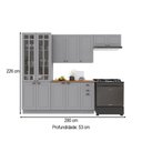 Ver imagem 4 de Cozinha Completa Bariloche 12 Portas 2 Gavetas com Vidro e Tampo 100% MDF Titânio Fosco - Indékes