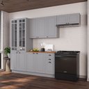 Ver imagem 1 de Cozinha Completa Bariloche 12 Portas 2 Gavetas com Vidro e Tampo 100% MDF Titânio Fosco - Indékes