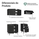 Ver imagem 4 de Armário de Cozinha Compacta 200 cm Preto Nice Madesa Preto