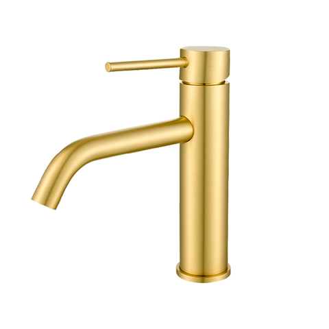Torneira de Água Fria Bica Baixa para Banheiro - Dourado Escovado - Dp6101 Drop Metais