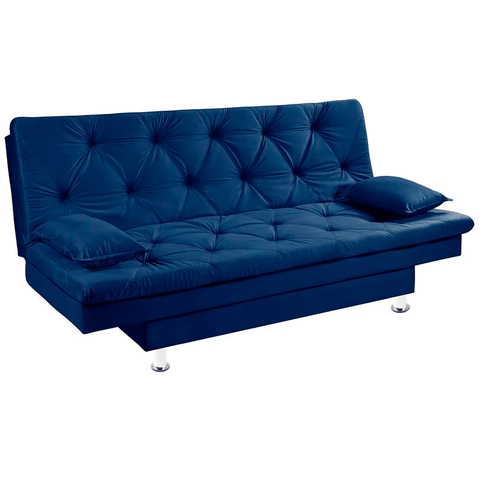 Sofá Cama 3 Lugares Multiuso Sued Premium:azul