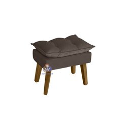 Poltrona/cadeira Decorativa Glamour e Puff Marrom com Pés Quadrado Marrom - 3