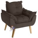 Ver imagem 2 de Poltrona/cadeira Decorativa Glamour e Puff Marrom com Pés Quadrado Marrom