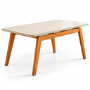 Ver imagem 2 de Mesa de Jantar Neo 160x80 Tampo MDF Base Madeira Maciça:Tampo Off White/Vidro