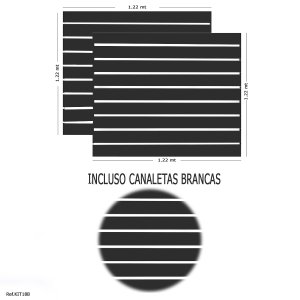 2 Paineis Canaletado Preto - 1,22 X 1,22 + Canaletas Brancas