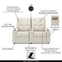 Ver imagem 6 de Poltrona do Papai Reclinável Sala de Cinema 2 Lugares Manual Baú Usb Veludo Bege