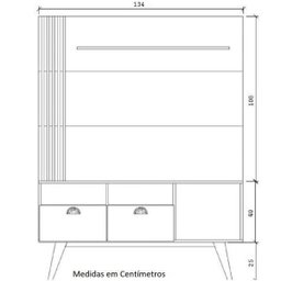 Rack com Painel para TV até 50 Polegadas Music - 2 Rack com Painel para TV até 50 Polegadas Music - 2