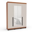 Ver imagem 2 de Guarda-Roupa Casal 4 Portas com Espelho Madrid Bege/Creme/Freijó