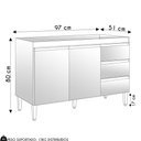 Ver imagem 4 de Balcão de Cozinha para Pia 100cm 3 Gavetas Andréia Amêndoa/preto - Ajl Móveis