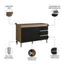 Ver imagem 3 de Balcão de Cozinha para Pia 100cm 3 Gavetas Andréia Amêndoa/preto - Ajl Móveis