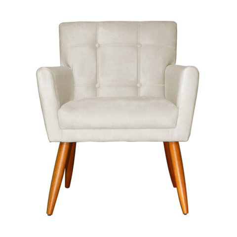 Poltrona Decorativa Onix Suede Rosa - DS Estofados - Bege