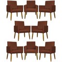 Ver imagem 1 de Kit 8 Poltronas Decorativas Mari Pé Palito Castanho - Terracota Suede