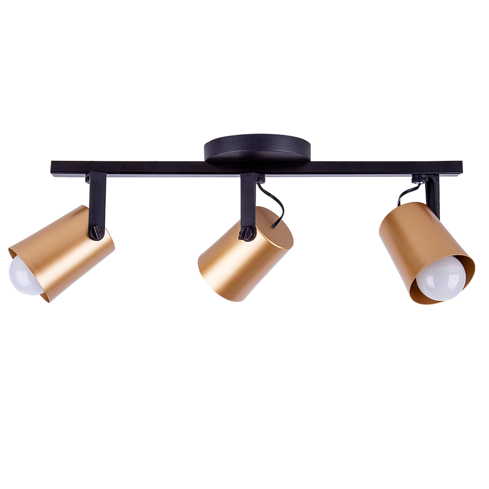Luminária de Teto Spot Trilho Direcionável Fokus 3 Lâmpadas E27 Moderno Bivolt Dourado