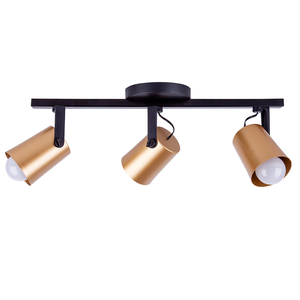 Luminária de Teto Spot Trilho Direcionável Fokus 3 Lâmpadas E27 Moderno Bivolt Dourado